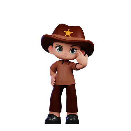 Lindo sheriff apuntándolo  3D Illustration