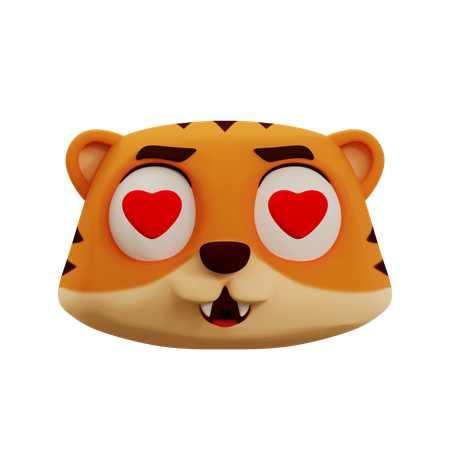 Lindo tigre amor emoji  3D Icon