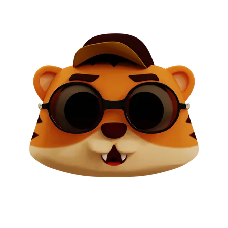 Lindo tigre genial emoji  3D Icon