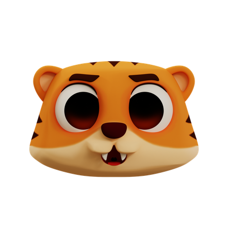 Lindo tigre feliz emoji  3D Icon