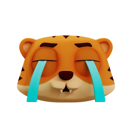 Lindo tigre llorando emoji  3D Icon