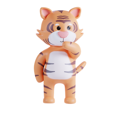 Lindo tigre pensando algo  3D Illustration