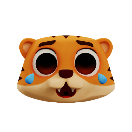 Lindo tigre riéndose a carcajadas emoji  3D Icon