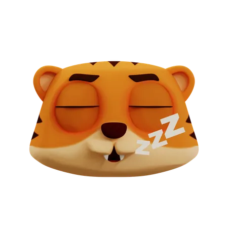 Lindo tigre emoji de sueño profundo  3D Icon