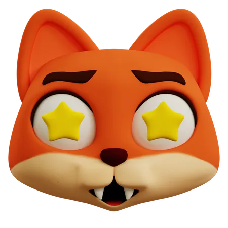 Lindo emoji de estrella de zorro  3D Icon