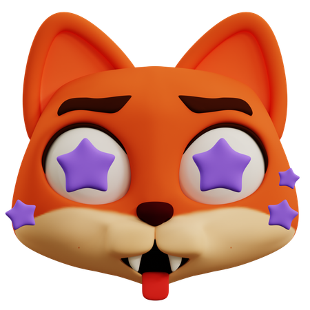 Lindo emoji de estrella de zorro  3D Icon