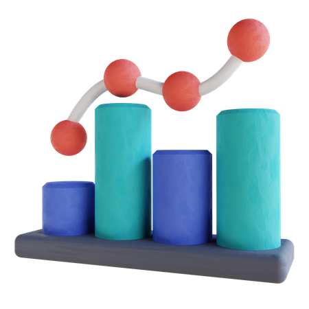 Line Bar Chart  3D Illustration