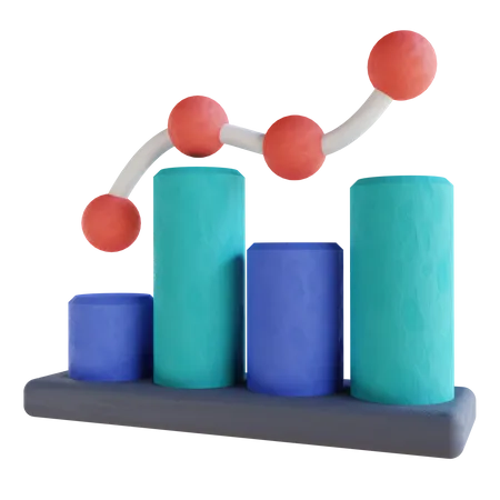 Line Bar Chart  3D Illustration