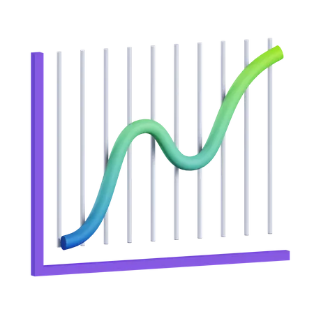 Line Chart Growth  3D Illustration