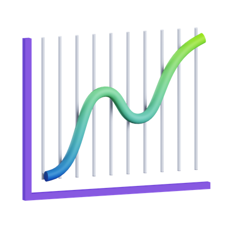 Line Chart Growth 3D Illustration