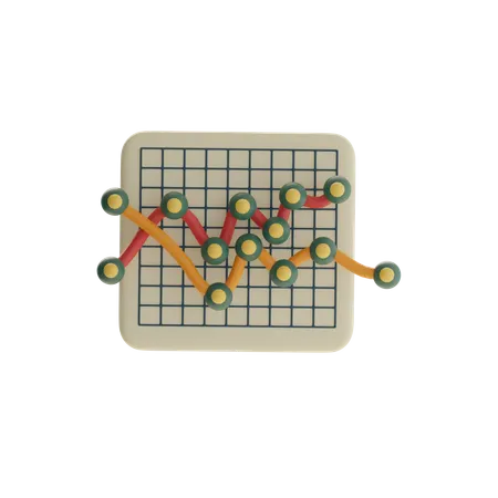 折れ線グラフ  3D Icon