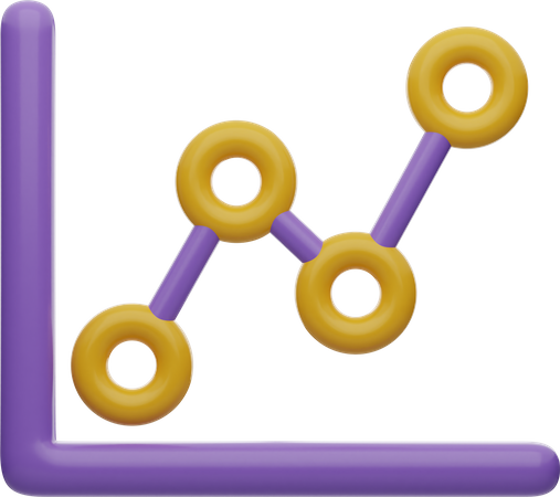 Line Growth Chart  3D Illustration