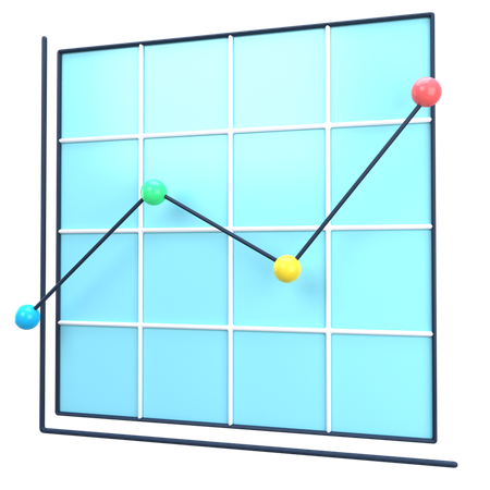 Line Growth Graph 3D Illustration