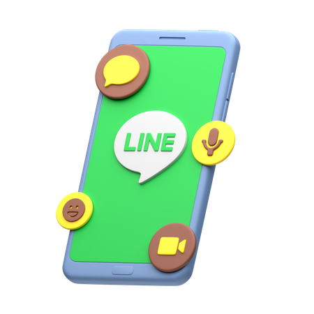 Line On Smartphone  3D Icon