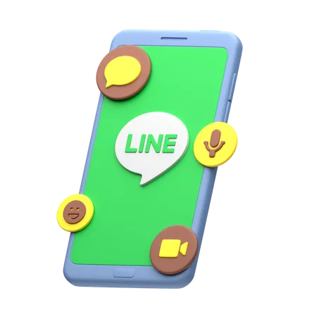 Line On Smartphone  3D Icon