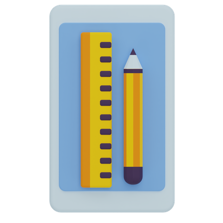 Lineal und Bleistift  3D Icon