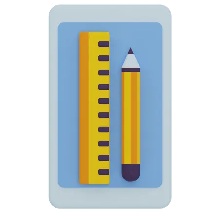 Lineal und Bleistift  3D Icon