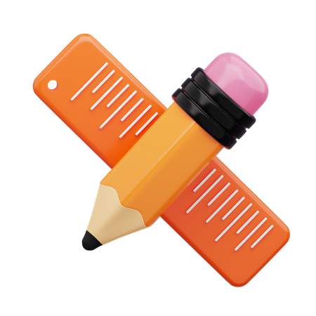 Lineal und Bleistift  3D Icon