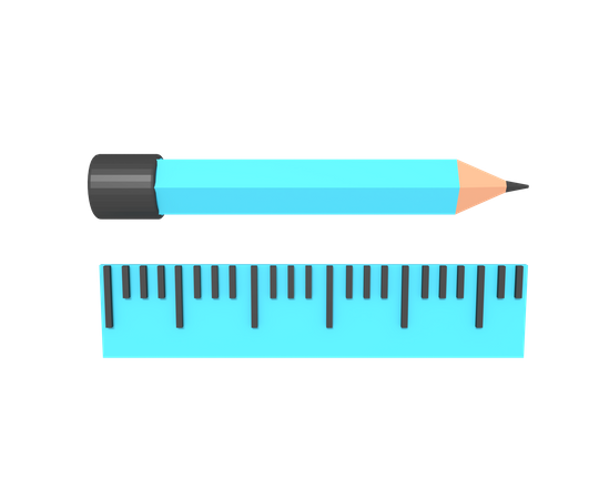 Lineal und Bleistift  3D Icon