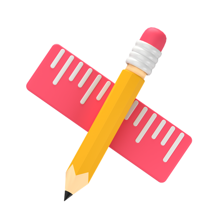 Lineal und Bleistift  3D Icon