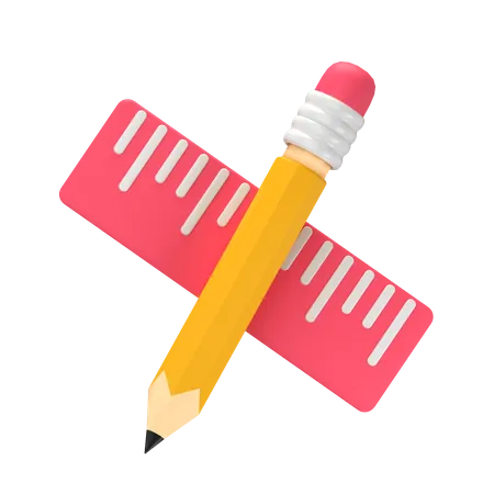 Lineal und Bleistift  3D Icon