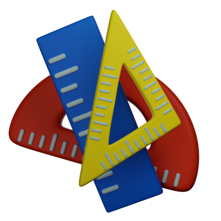 Lineal und Geodreieck  3D Illustration