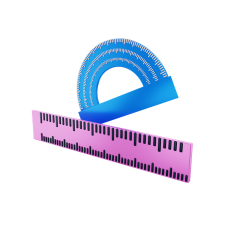 Lineal und Winkelmesser  3D Illustration