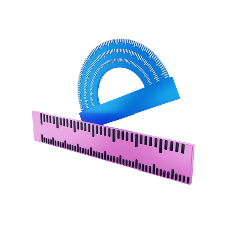 Lineal und Winkelmesser  3D Illustration