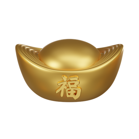 Lingote de oro chino  3D Icon