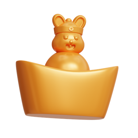 Lingote de oro de conejo  3D Icon