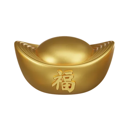 Lingote de ouro chinês  3D Icon