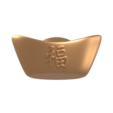 Lingote de ouro chinês  3D Icon