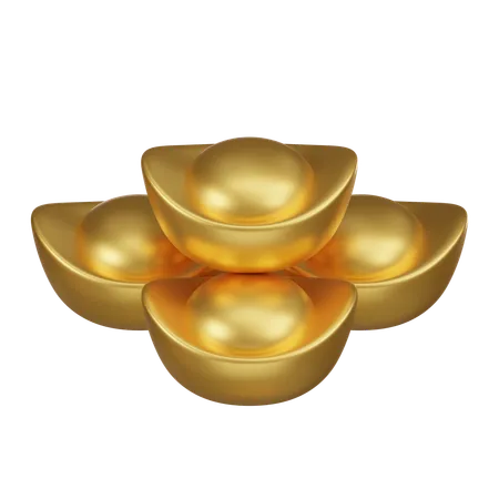 Lingotes de oro chinos  3D Icon