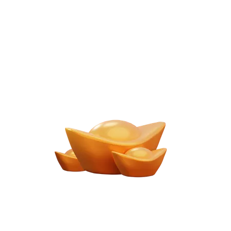 Lingotes de oro chinos  3D Illustration