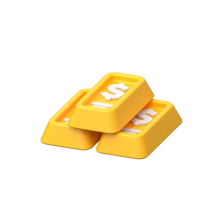 Lingotes de oro en dólares  3D Icon