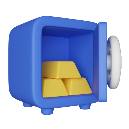 Lingotes de oro en caja fuerte  3D Icon