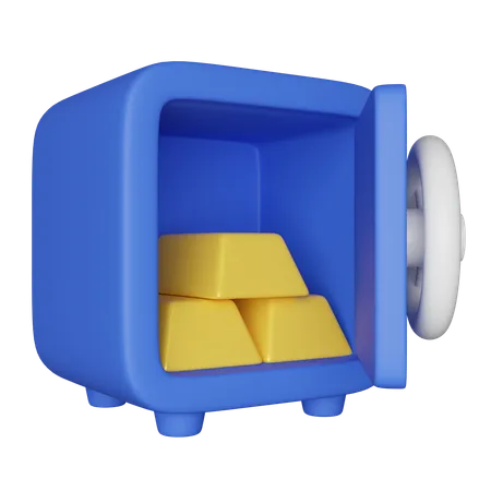 Lingotes de oro en caja fuerte  3D Icon