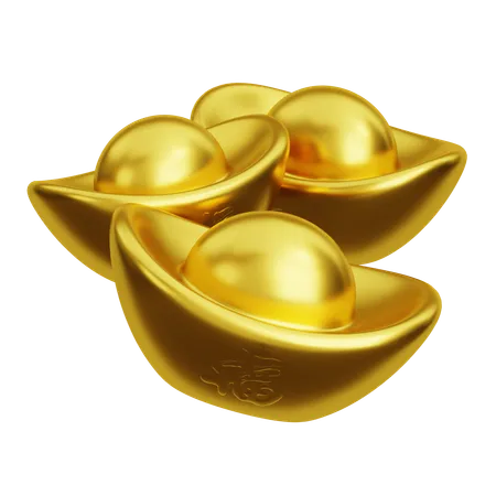 Lingotes de ouro chinês  3D Icon