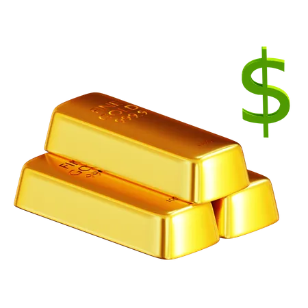 Lingots d'or dollar  3D Icon