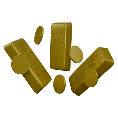 Lingots et pièces d'or  3D Icon