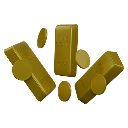 Lingots et pièces d'or  3D Icon