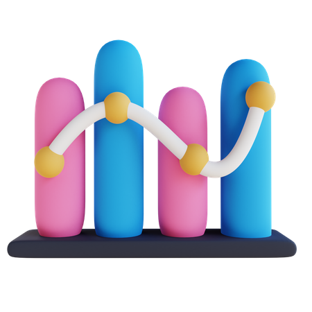 Liniendiagramm  3D Illustration