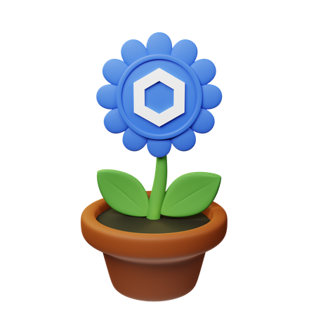 Link Crypto Plant Pot  3D Icon
