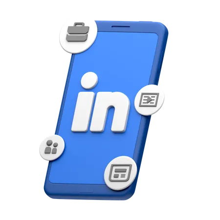 Linkedin no smartphone  3D Icon