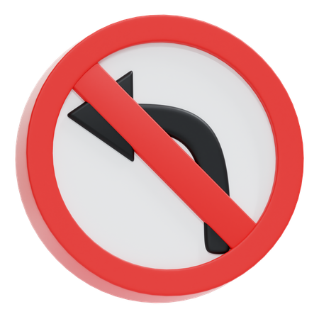 Schild „Links abbiegen verboten“  3D Icon