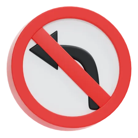 Schild „Links abbiegen verboten“  3D Icon