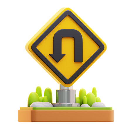 Schild „Links abbiegen“  3D Icon