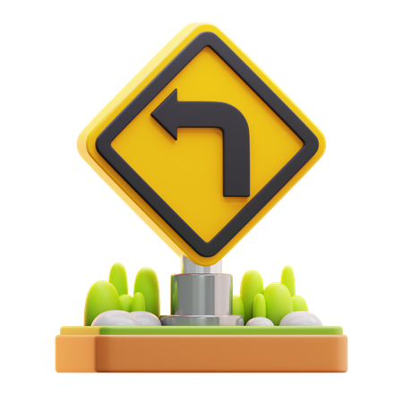 Schild „Links abbiegen“  3D Icon