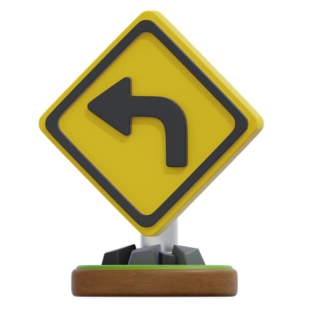 Schild „Links abbiegen“  3D Icon