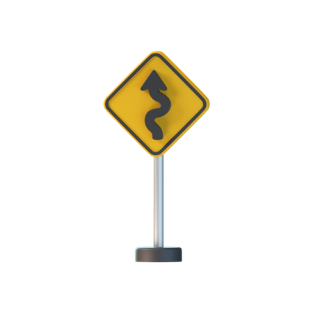 Schild „Linkskurvenstraße“  3D Icon